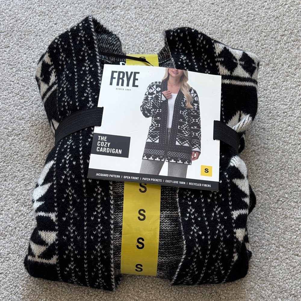 Frye Black and White Jacquard Cardigan